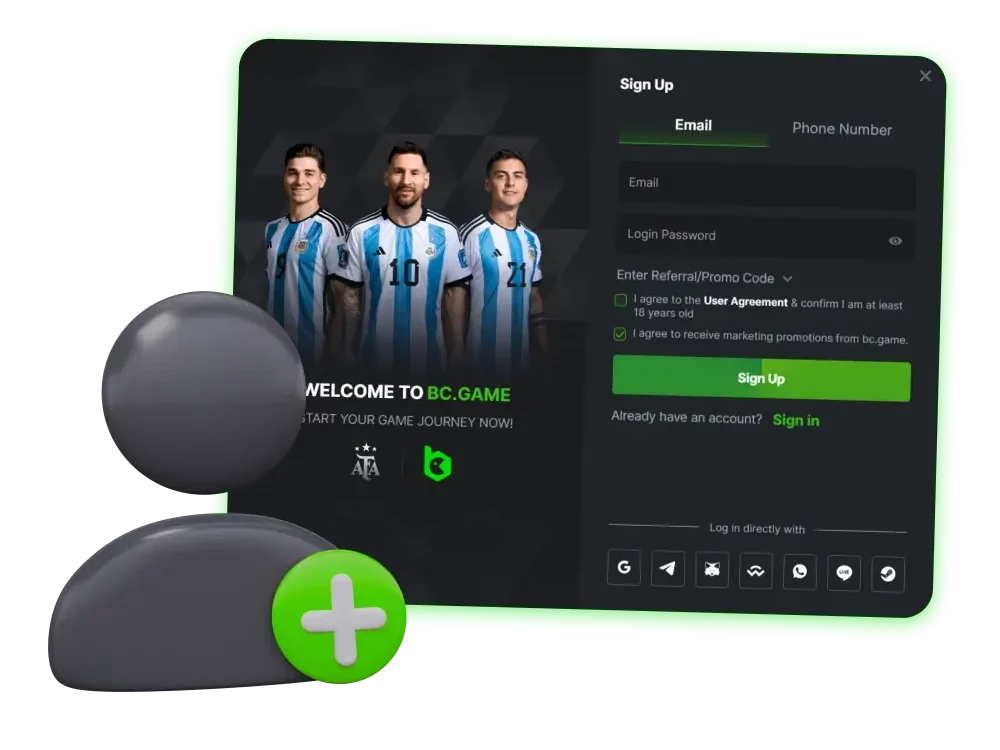 Registration and Login BC.Game
