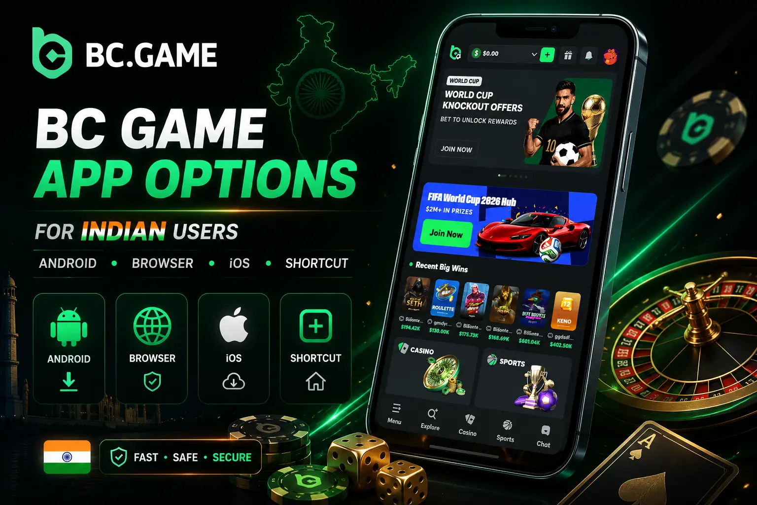 BC Game app download options for Indian users