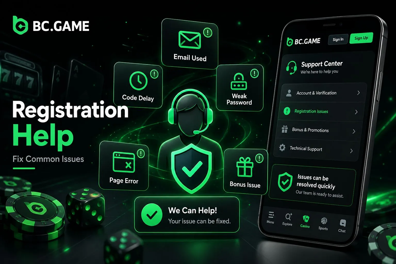 Common BC Game registration problems and support