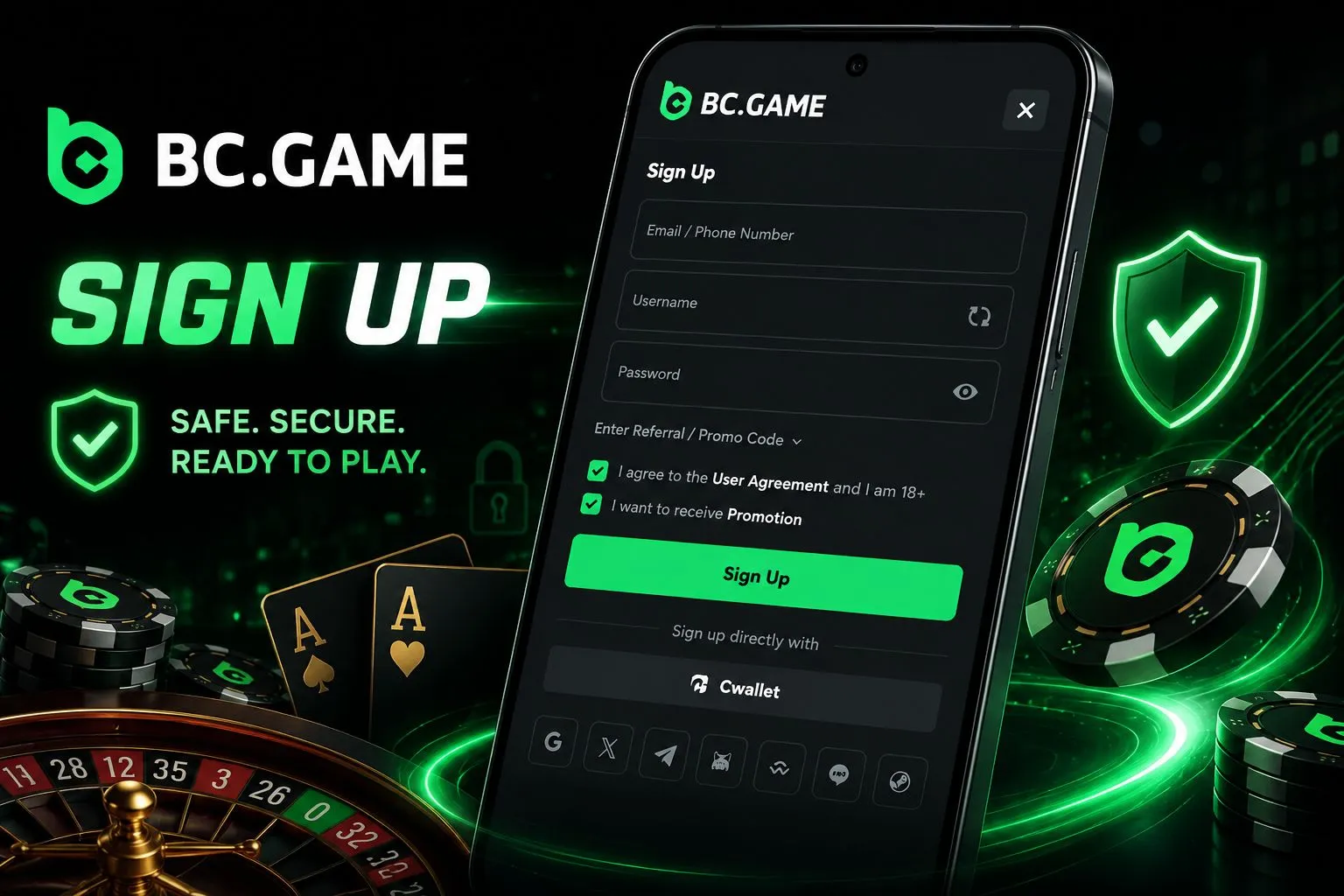 How to complete BC Game sign up online